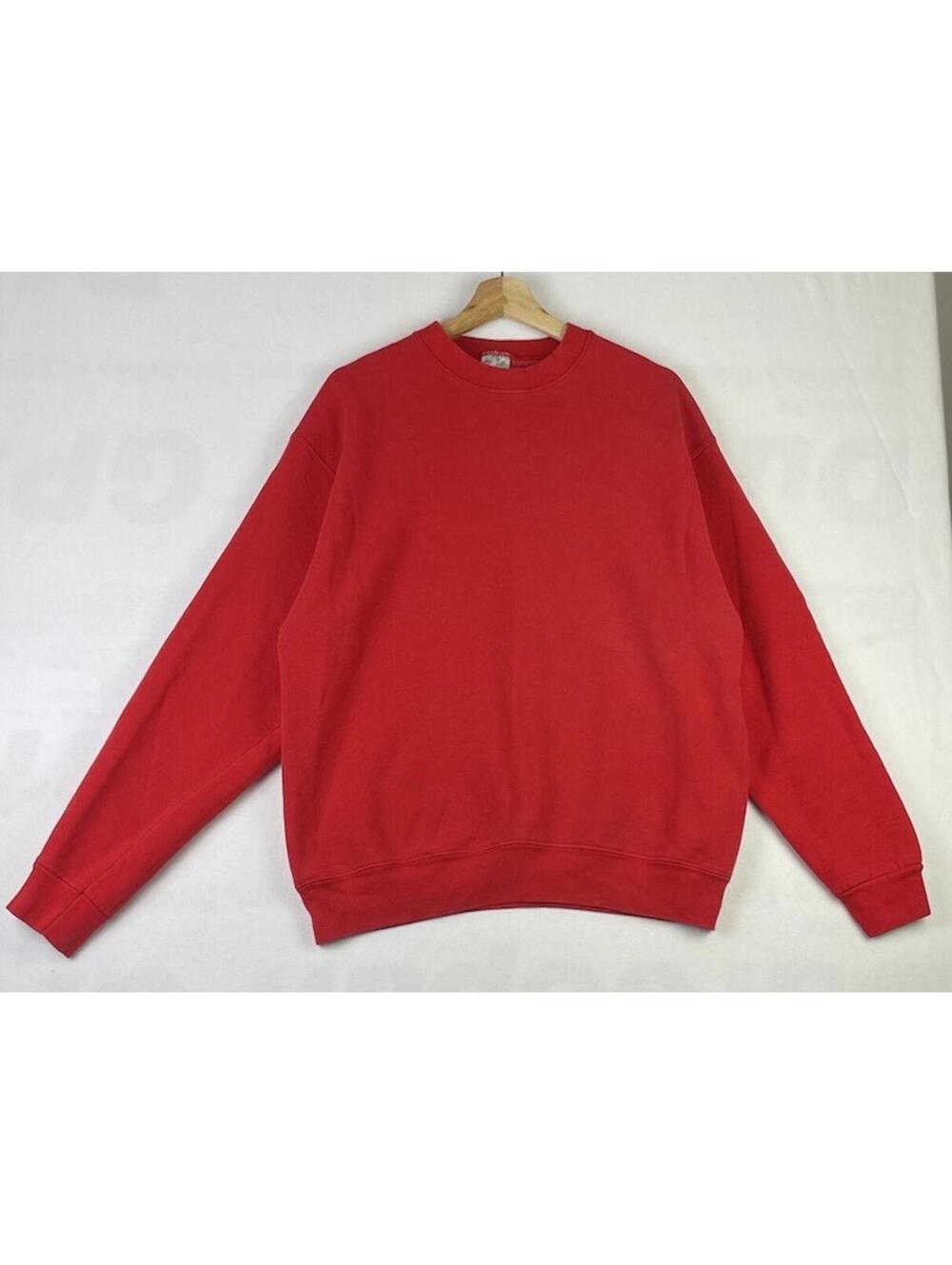 Vintage Fruit of the Loom Heavy Cotton Blank Red Sweatshirt  Made In USA Sz L